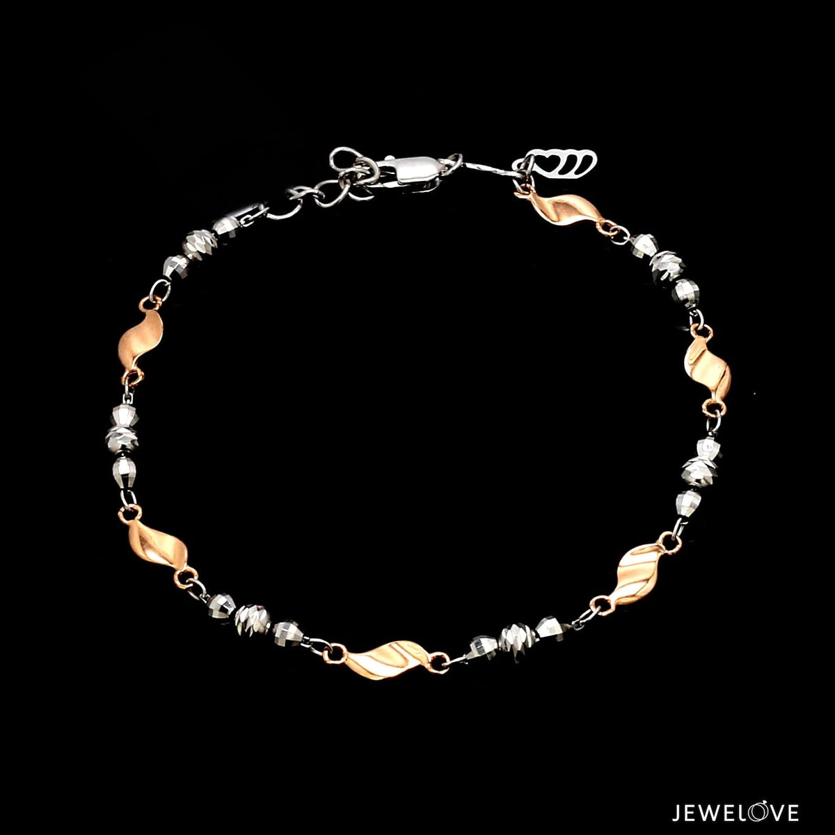Designer Platinum & Rose gold Bracelet with Diamond Cut Balls JL PTB 1