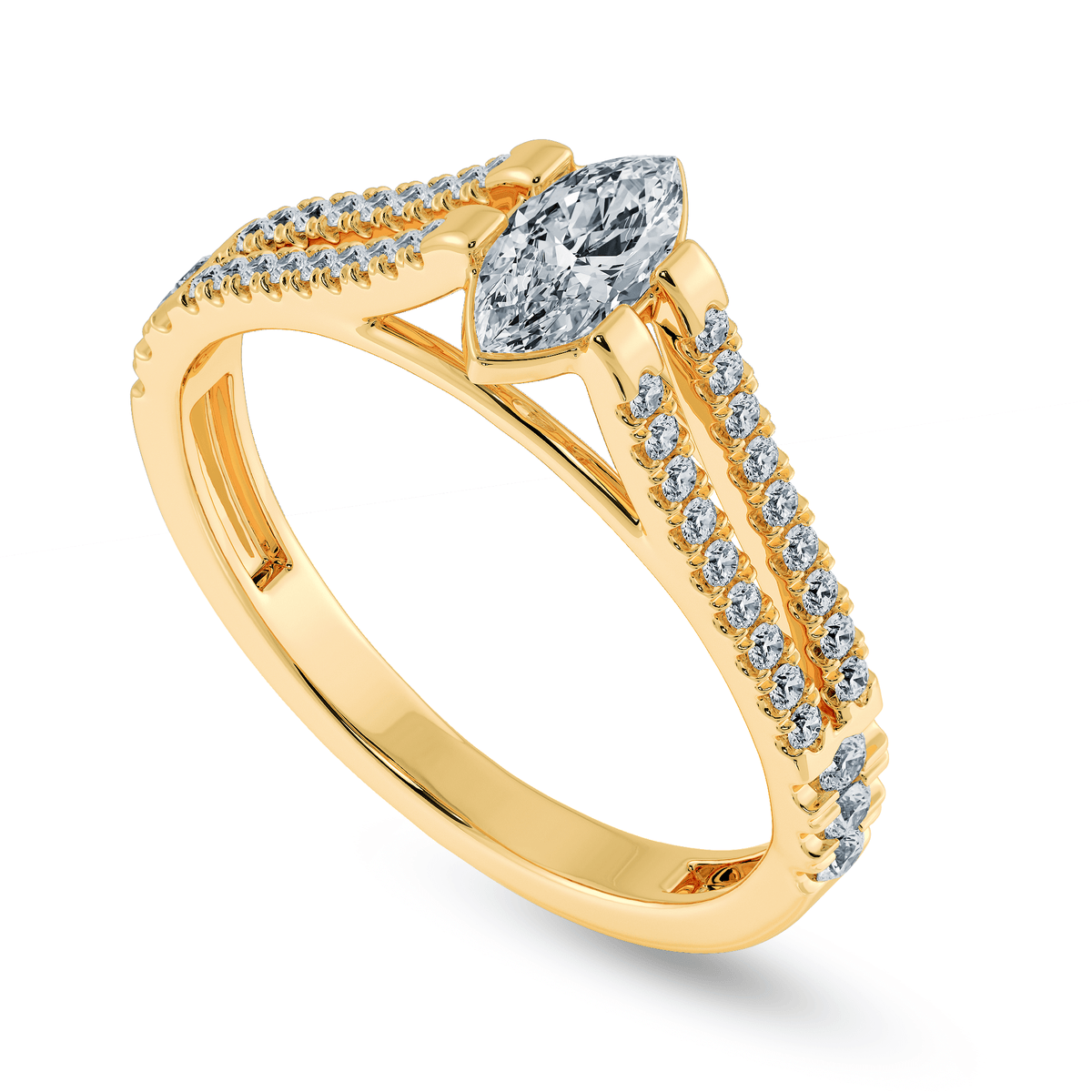 Buy 30-Pointer Marquise Cut Solitaire Diamond Split Shank 18K Yellow Gold  Ring JL AU 1184Y