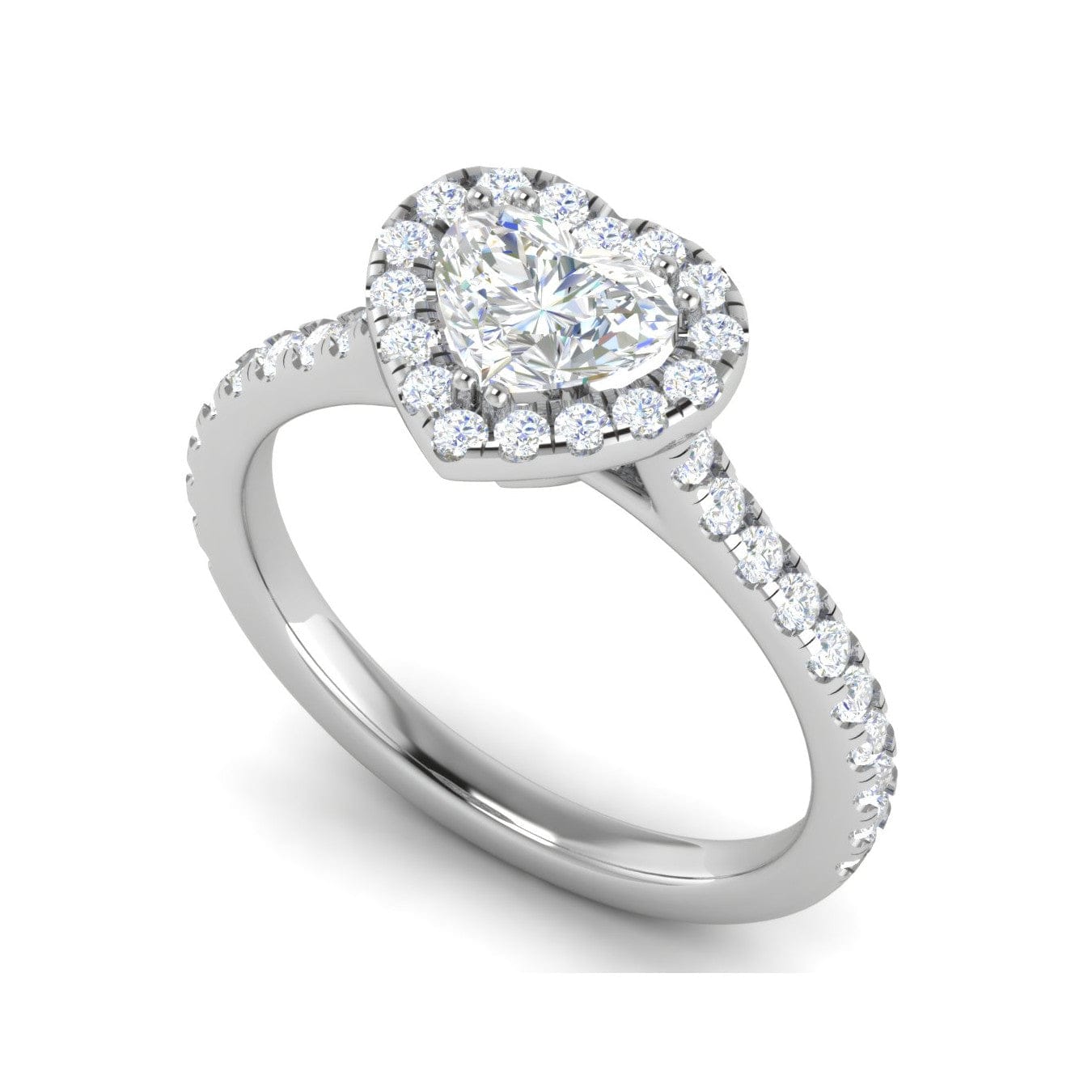 Jewelove™ Rings I VS / Women's Band only 0.30 Pointer Heart Solitaire Halo Diamond Shank Platinum Ring JL PT RH HS 139