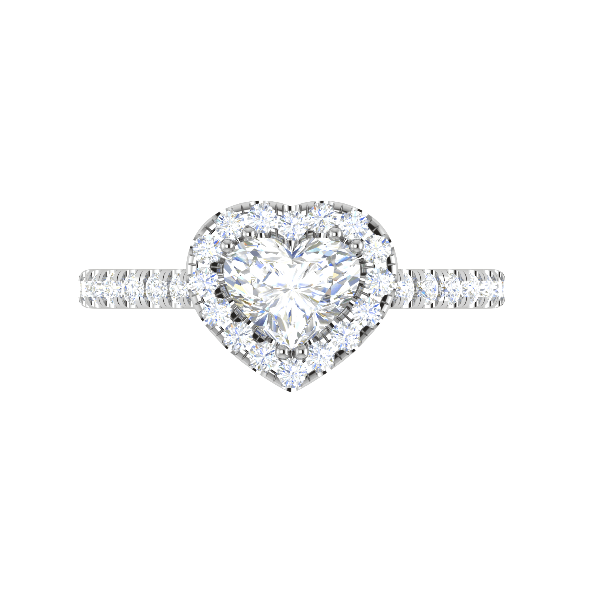 Jewelove™ Rings I VS / Women's Band only 0.30 Pointer Heart Solitaire Halo Diamond Shank Platinum Ring JL PT RH HS 139