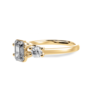 Jewelove™ Rings Women's Band only / VVS E 0.30cts. Emerald Cut Solitaire Diamond Accents 18K Yellow Gold Ring JL AU 1232Y