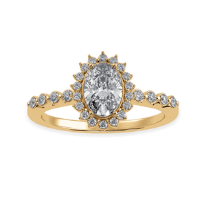 Jewelove™ Rings Women's Band only / VS I 0.30cts. Oval Cut Solitaire Halo Diamond Shank 18K Yellow Gold Ring JL AU 1252Y