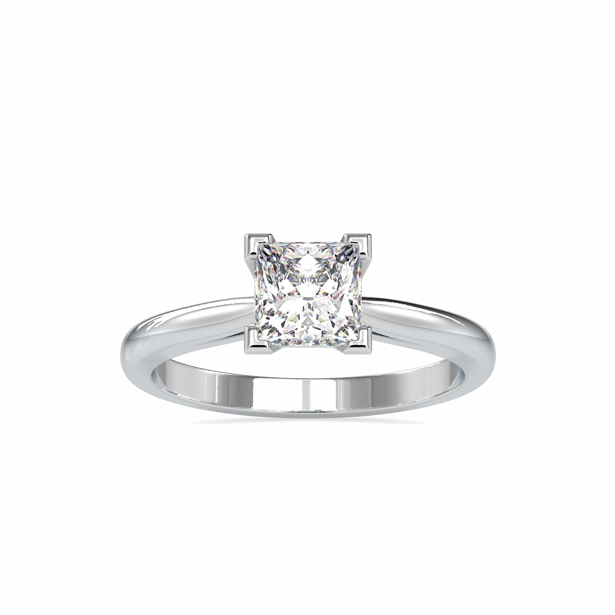 Jewelove™ Rings Women's Band only / VS I 0.30cts. Princess Cut Diamond Solitaire Platinum Engagement Ring JL PT 0074-A