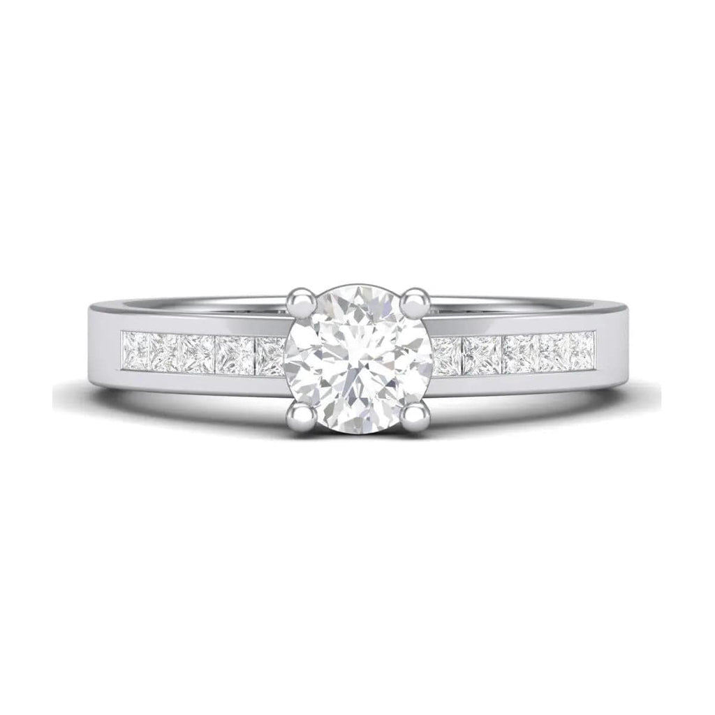 Jewelove™ Rings 0.30cts. Solitaire Platinum Engagement Ring with Princess Cut Diamond Accents for Women JL PT 461