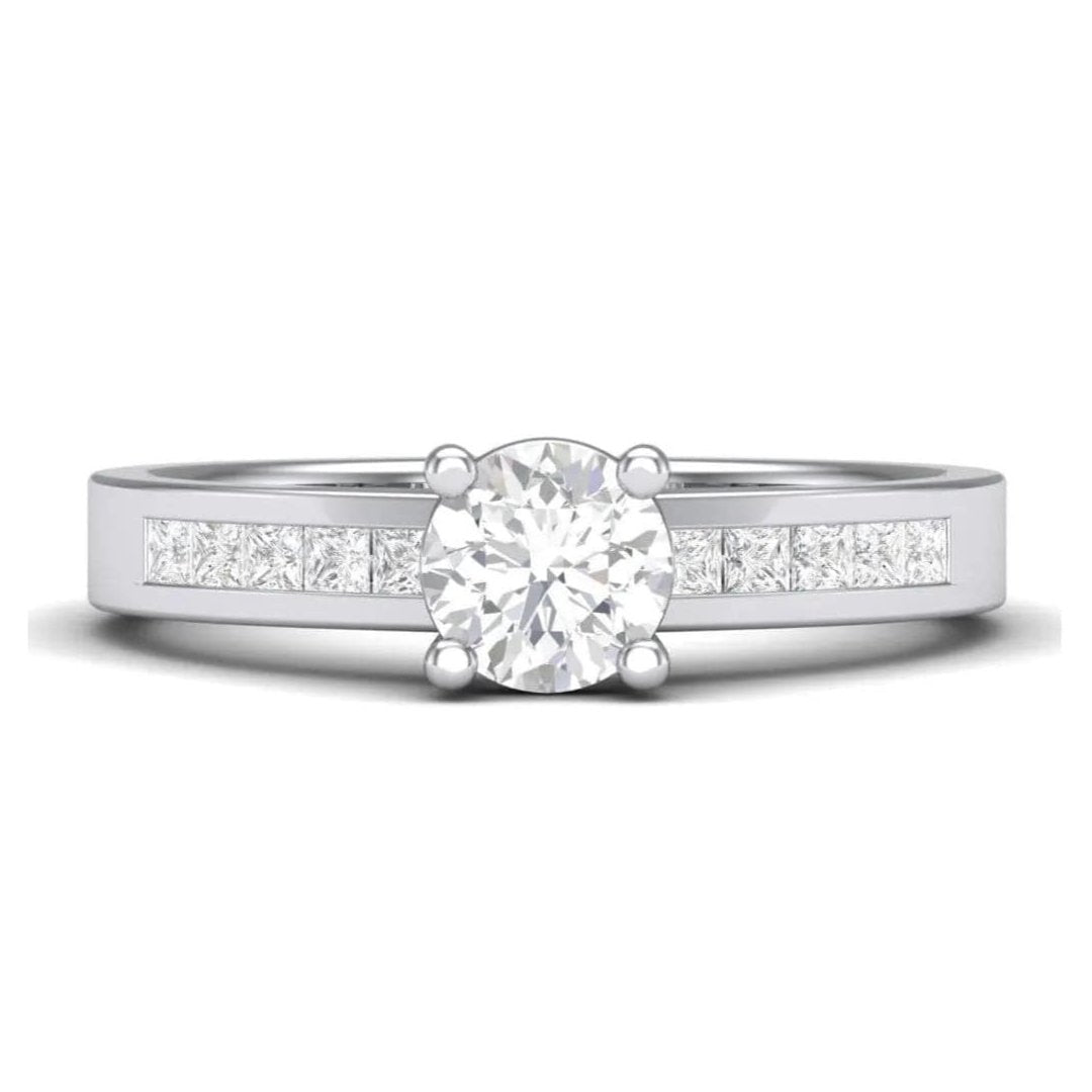 Jewelove™ Rings 0.30cts. Solitaire Platinum Engagement Ring with Princess Cut Diamond Accents for Women JL PT 461