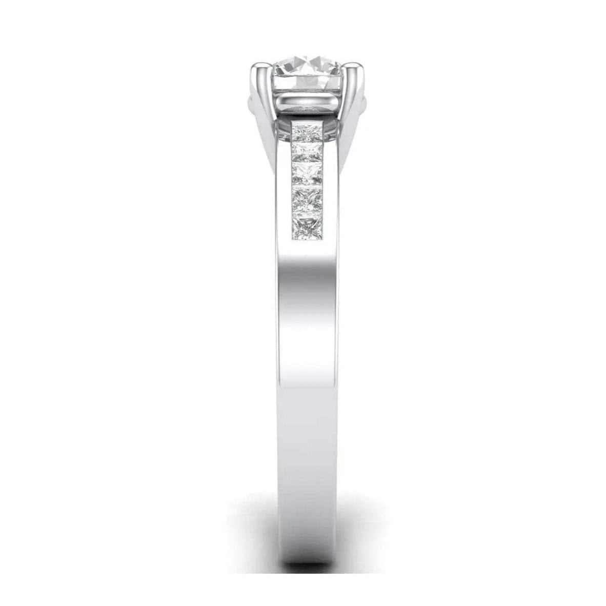 Jewelove™ Rings 0.30cts. Solitaire Platinum Engagement Ring with Princess Cut Diamond Accents for Women JL PT 461