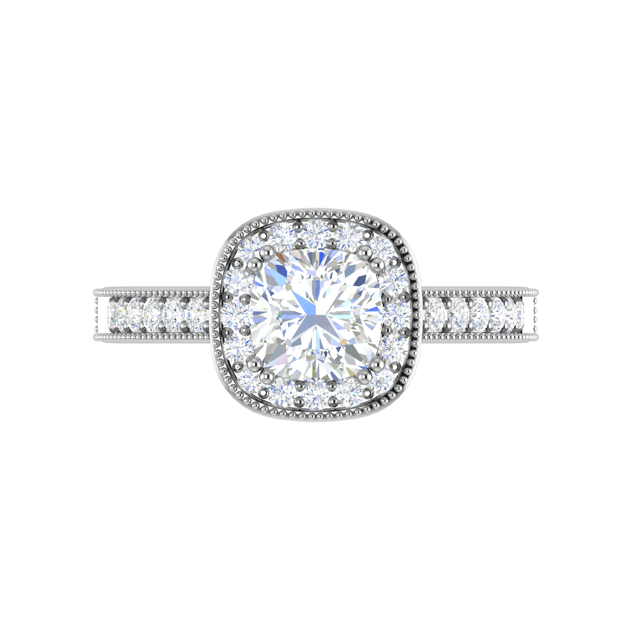 Jewelove™ Rings VVS G / Women's Band only 0.50 cts. Cushion Solitaire Halo Diamond Shank Platinum Ring JL PT RH CU 134