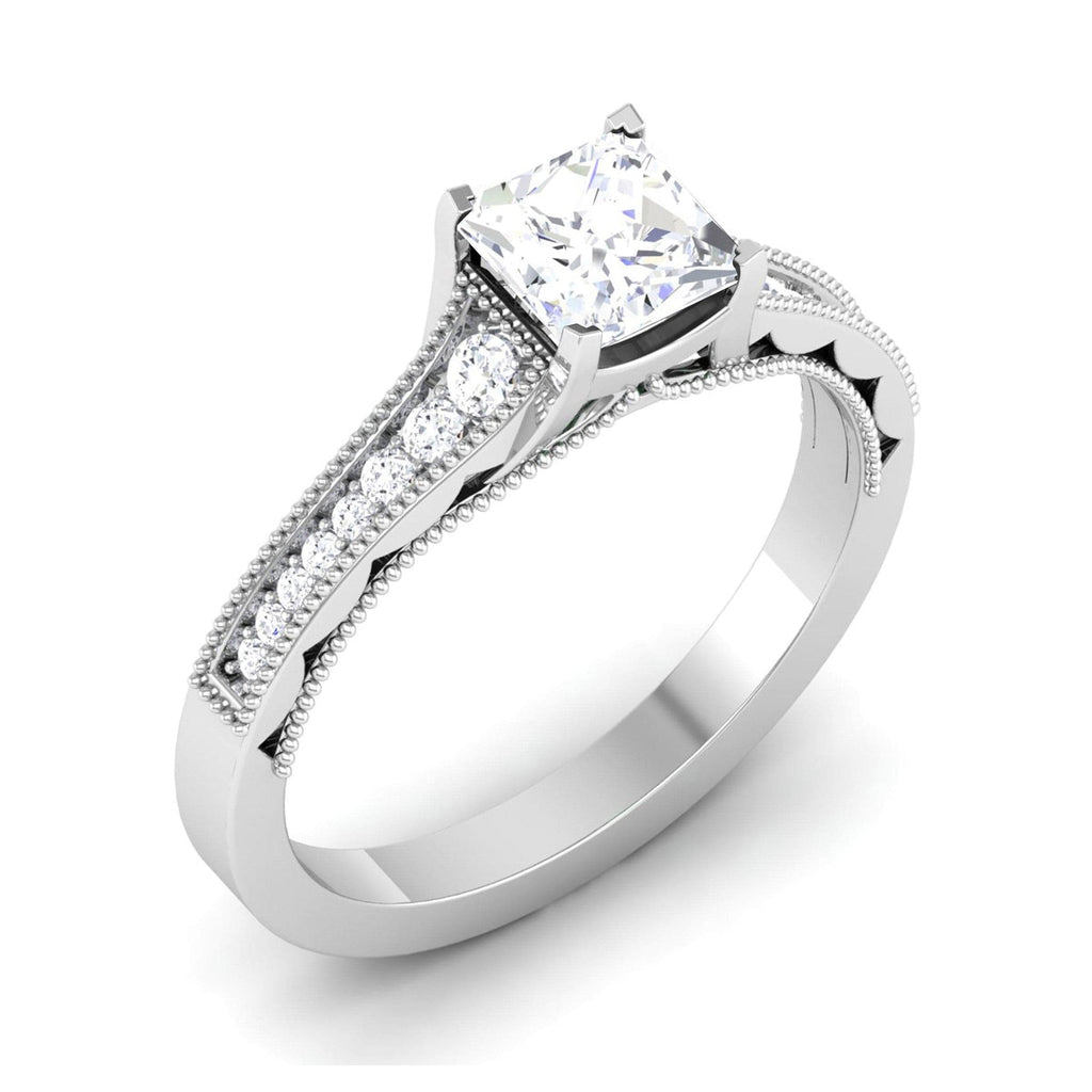 Jewelove™ Rings I VS / Women's Band only 0.50 cts. Princess Cut Diamond Shank Platinum Solitaire Engagement Ring JL PT 6594