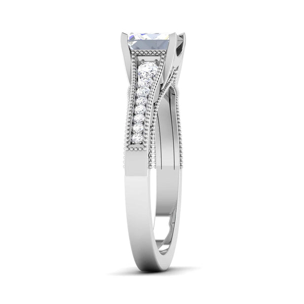 Jewelove™ Rings I VS / Women's Band only 0.50 cts. Princess Cut Diamond Shank Platinum Solitaire Engagement Ring JL PT 6594