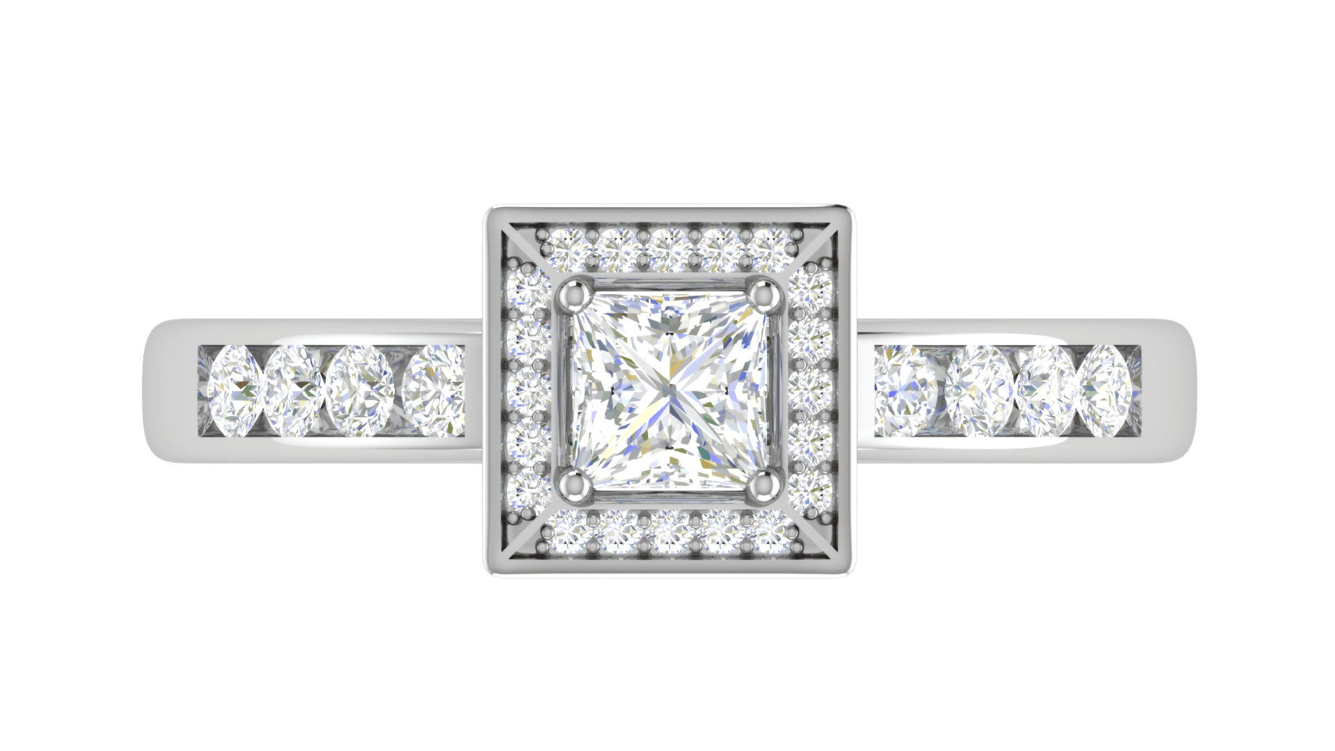 Jewelove™ Rings I VS / Women's Band only 0.50 cts Princess Cut Solitaire Square Halo Diamond Shank Platinum Ring JL PT RH PR 289