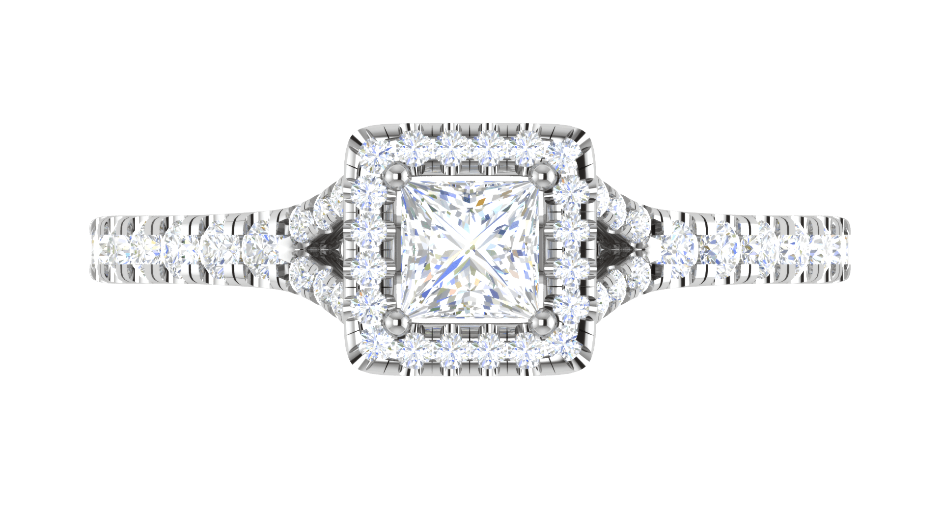 Jewelove™ Rings I VS / Women's Band only 0.50 cts Princess Cut Solitaire Square Halo Shank Platinum Ring JL PT RH PR 195