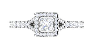 Jewelove™ Rings I VS / Women's Band only 0.50 cts Princess Cut Solitaire Square Halo Shank Platinum Ring JL PT RH PR 195