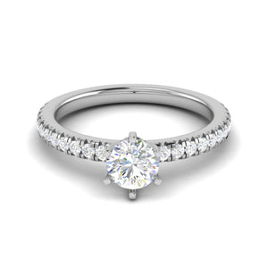 Jewelove™ Rings VS J / Women's Band only 0.50 cts Solitaire Diamond Shank Platinum Ring JL PT RC RD 252