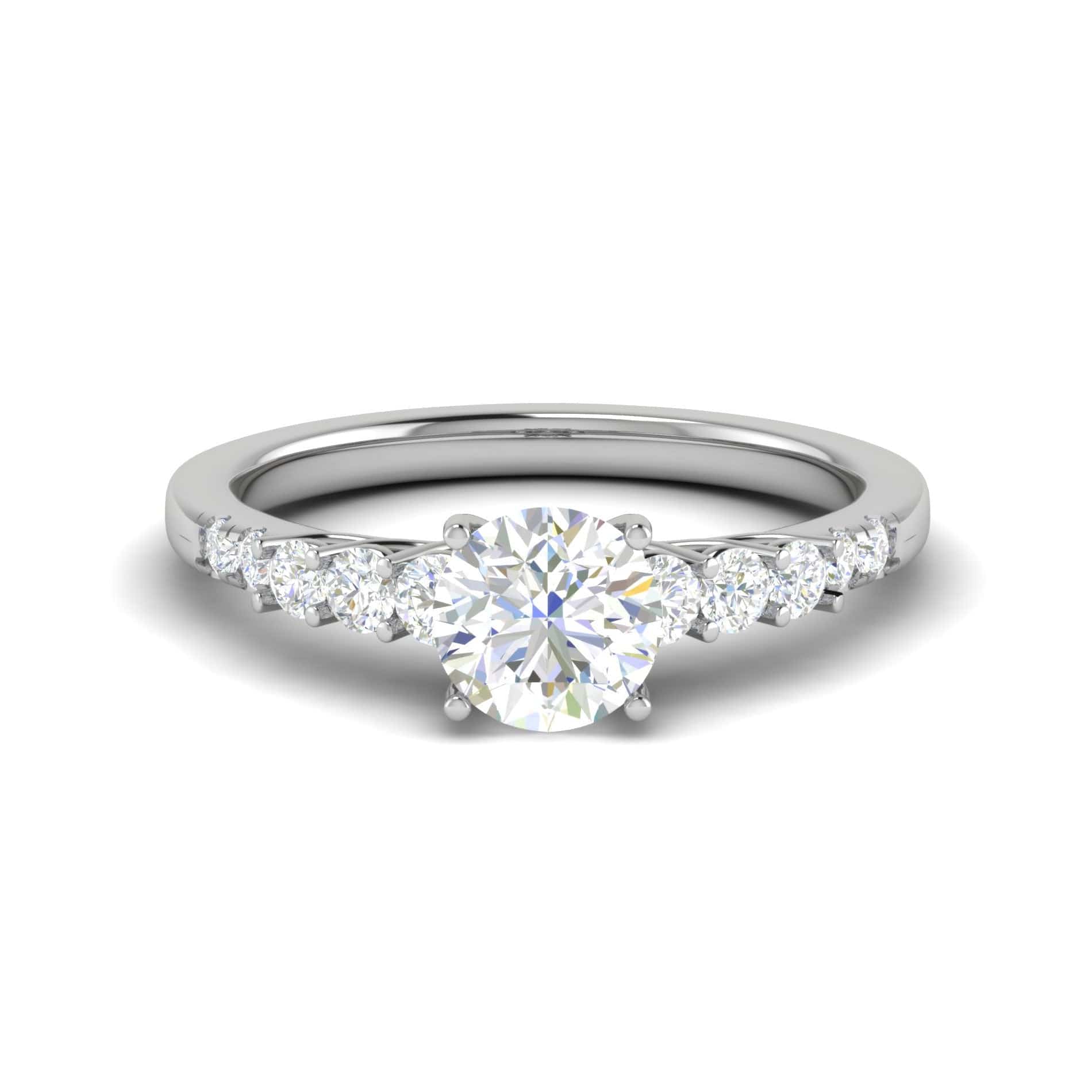 Jewelove™ Rings VS J / Women's Band only 0.50 cts Solitaire Diamond Shank Platinum Ring JL PT RP RD 131