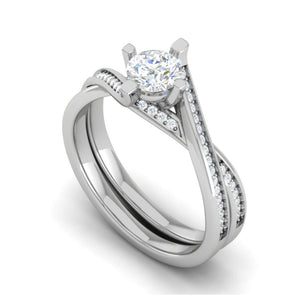 Jewelove™ Rings VS J / Women's Band only 0.50 cts Solitaire Diamond Twisted Shank Platinum Ring JL PT RP RD 129