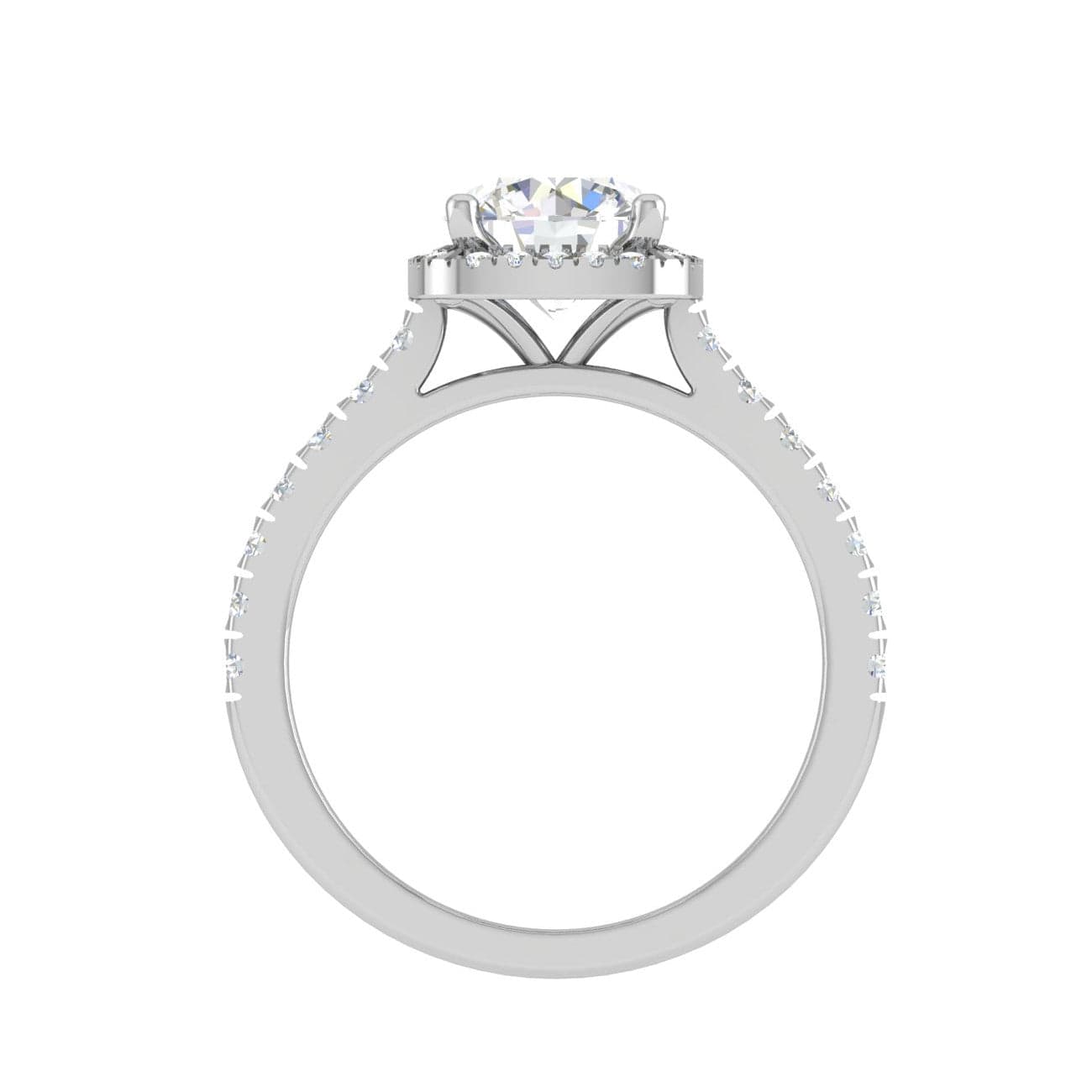 Jewelove™ Rings J VS / Women's Band only 0.50 cts Solitaire Halo Diamond Shank Platinum Ring JL PT MHD0216M