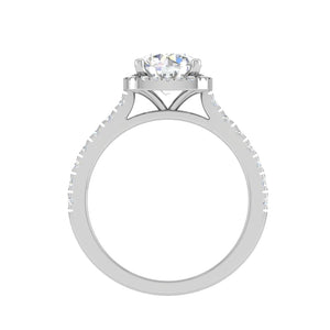 Jewelove™ Rings J VS / Women's Band only 0.50 cts Solitaire Halo Diamond Shank Platinum Ring JL PT MHD0216M