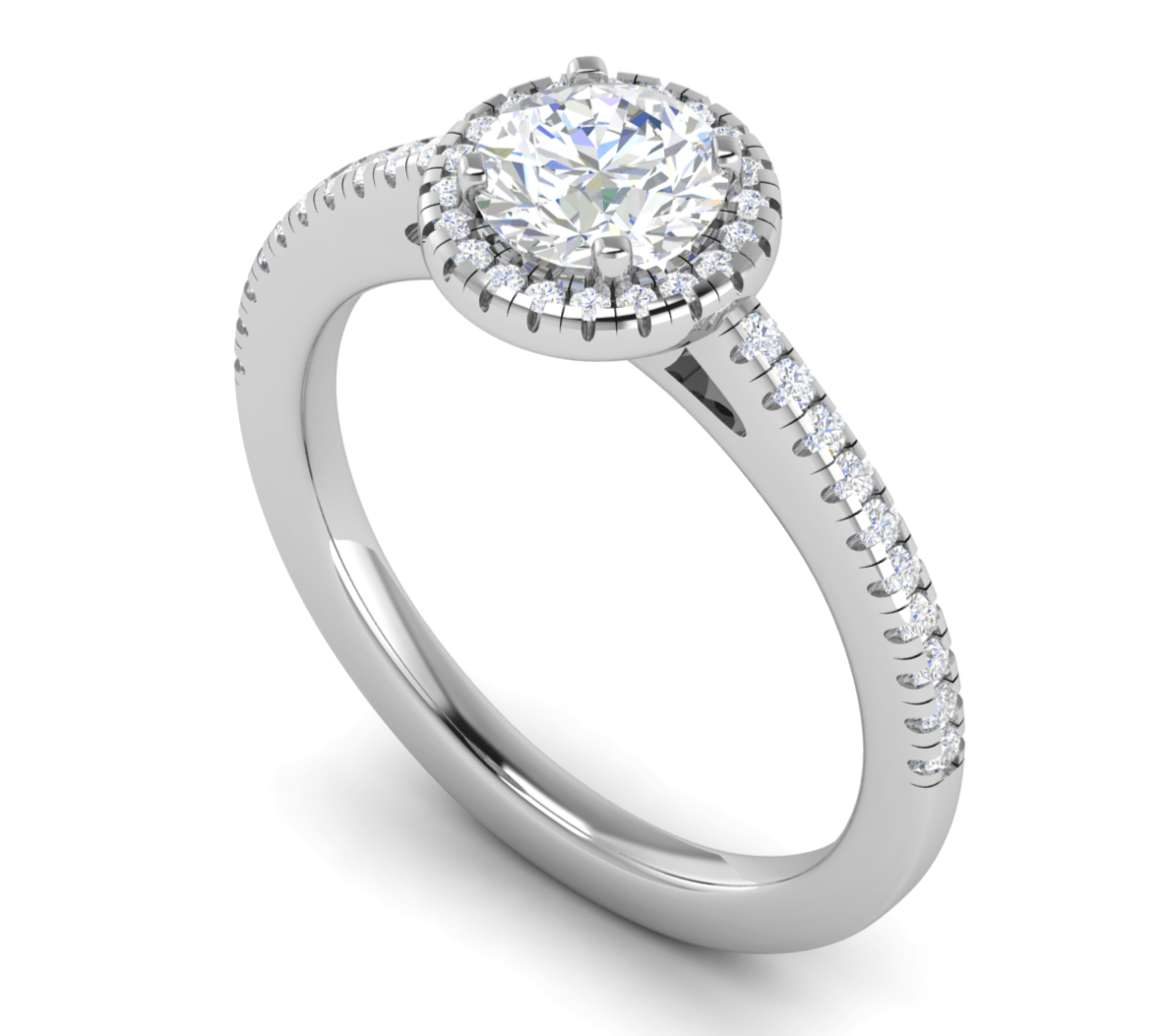 Jewelove™ Rings J VS / Women's Band only 0.50 cts Solitaire Halo Diamond Shank Platinum Ring JL PT RH RD 114