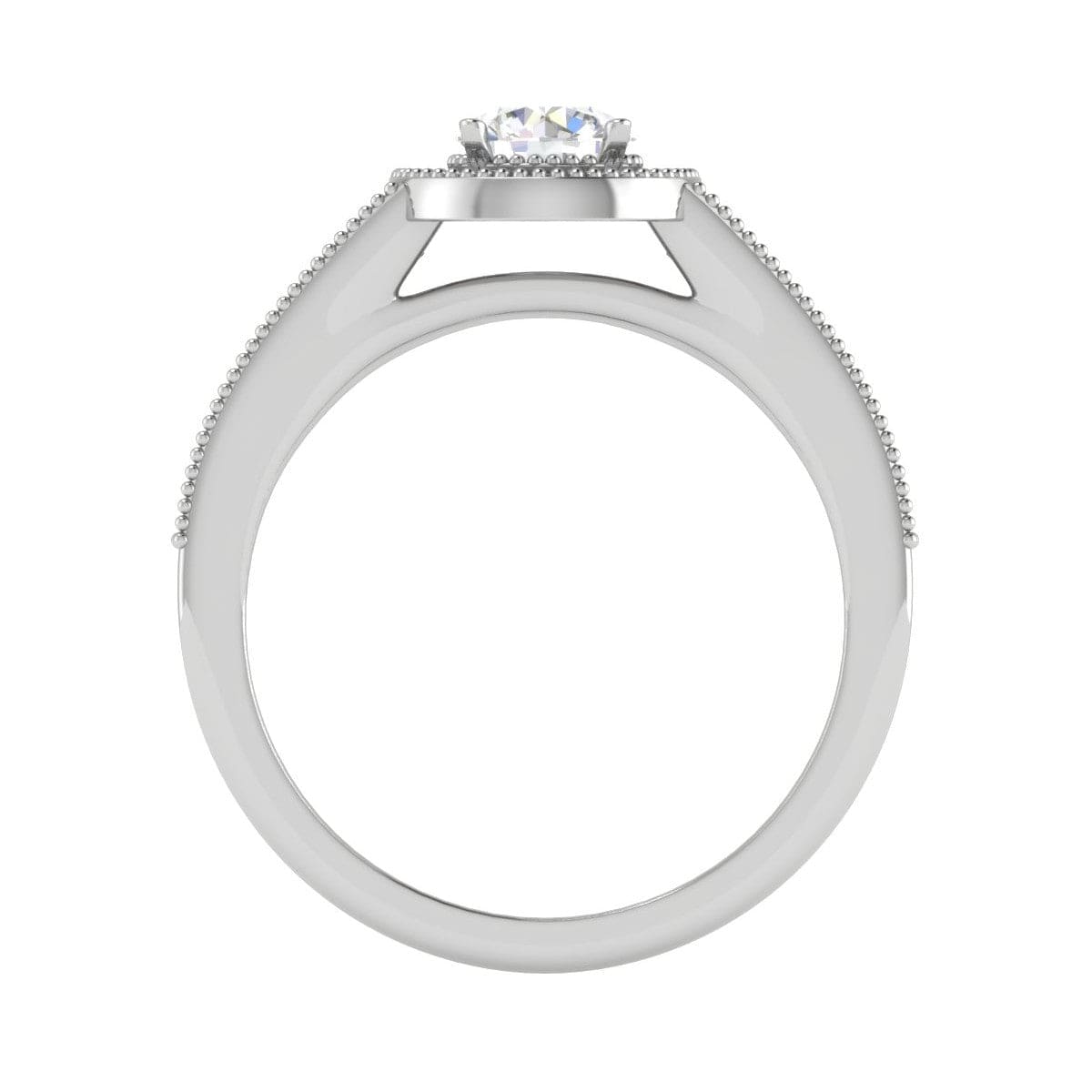 Jewelove™ Rings J VS / Women's Band only 0.50 cts Solitaire Halo Diamond Shank Platinum Ring JL PT RH RD 202