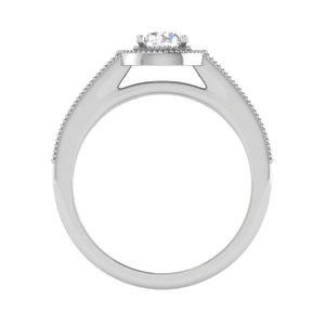 Jewelove™ Rings J VS / Women's Band only 0.50 cts Solitaire Halo Diamond Shank Platinum Ring JL PT RH RD 202