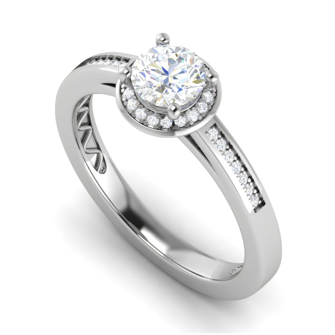 Jewelove™ Rings J VS / Women's Band only 0.50 cts Solitaire Halo Diamond Shank Platinum Ring JL PT RH RD 205