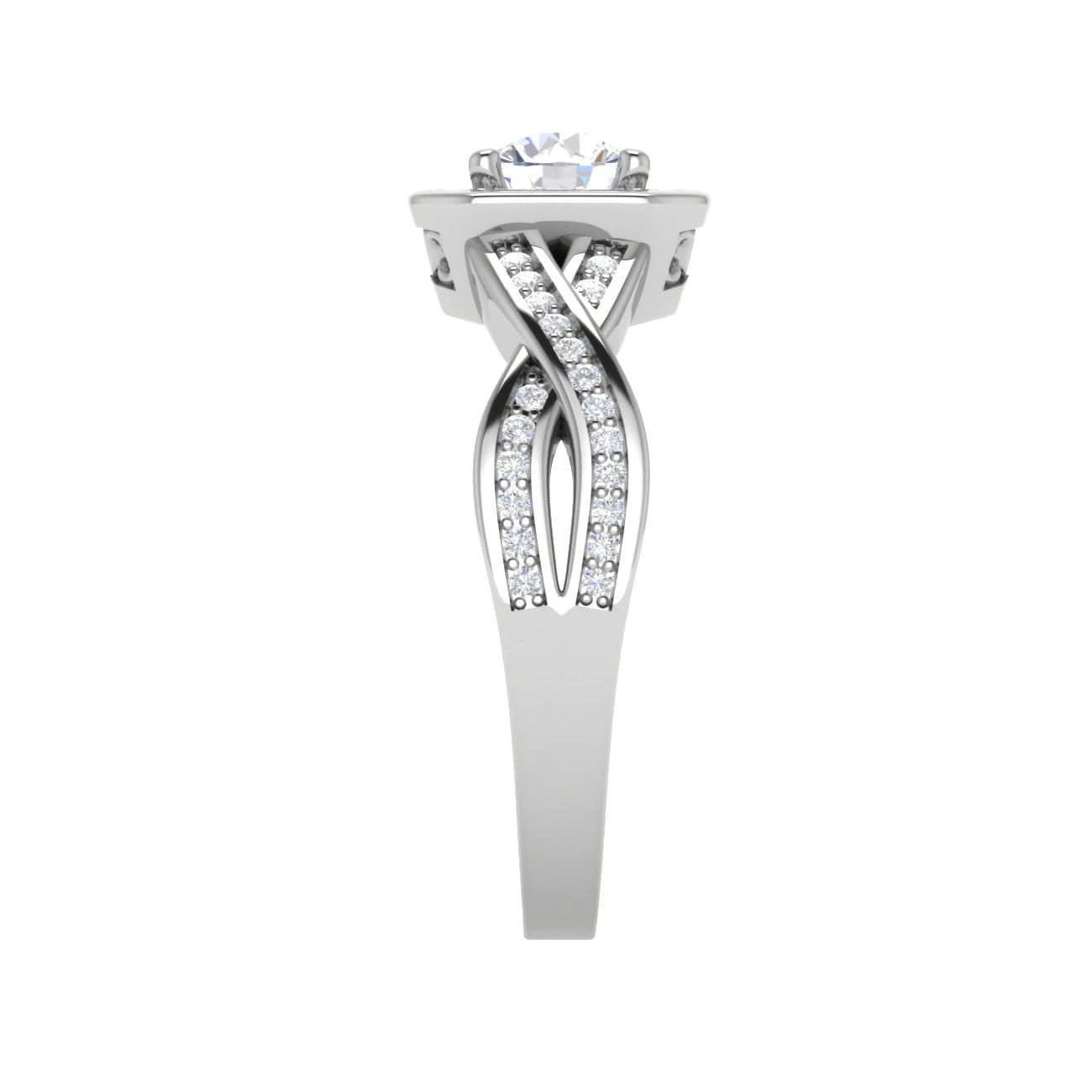 Jewelove™ Rings VS J / Women's Band only 0.50 cts Solitaire Halo Diamond Split Platinum Diamonds Ring JL PT RH RD 304