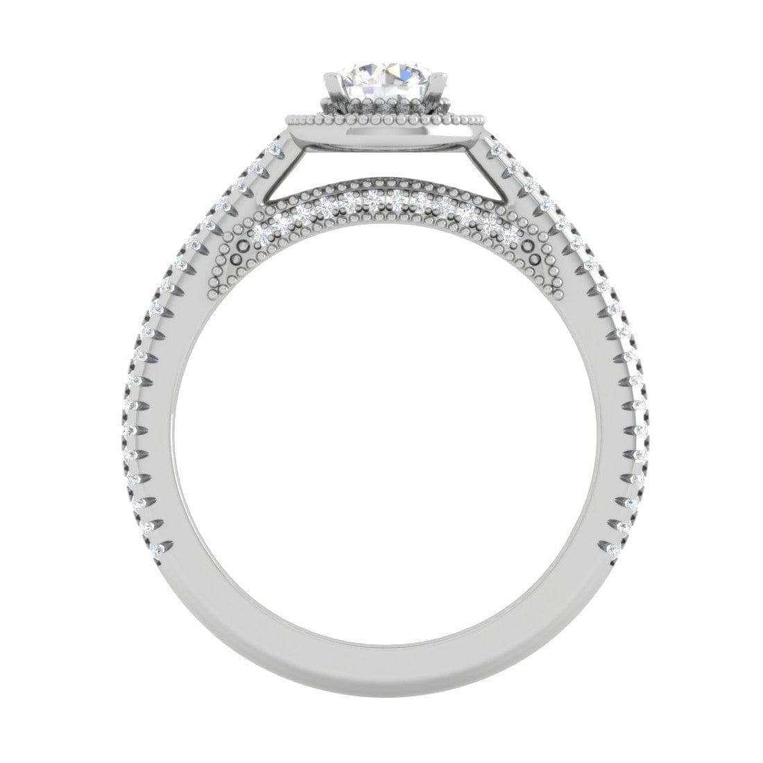 Jewelove™ Rings J VS / Women's Band only 0.50 cts Solitaire Halo Diamond Split Shank Platinum Ring JL PT RH RD 206