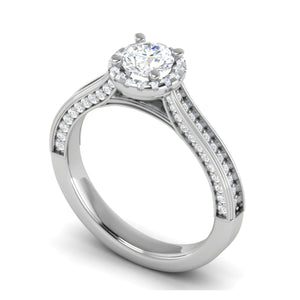 Jewelove™ Rings J VS / Women's Band only 0.50 cts Solitaire Halo Diamond Split Shank Platinum Ring JL PT RH RD 226