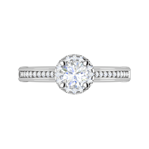 Jewelove™ Rings J VS / Women's Band only 0.50 cts Solitaire Halo Diamond Split Shank Platinum Ring JL PT RH RD 226