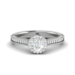 Jewelove™ Rings J VS / Women's Band only 0.50 cts Solitaire Halo Diamond Split Shank Platinum Ring JL PT RH RD 226