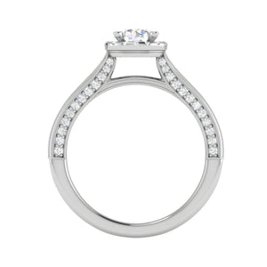 Jewelove™ Rings J VS / Women's Band only 0.50 cts Solitaire Halo Diamond Split Shank Platinum Ring JL PT RH RD 226