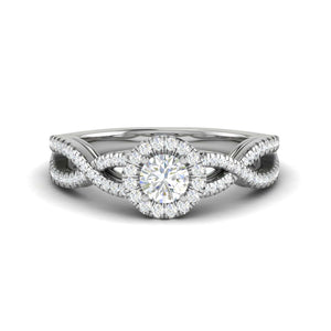 Jewelove™ Rings J VS / Women's Band only 0.50 cts Solitaire Halo Diamond Twisted Shank Platinum Ring JL PT RH RD 223