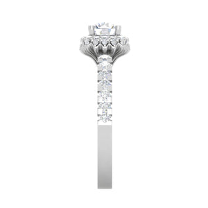 Jewelove™ Rings J VS / Women's Band only 0.50 cts Solitaire Single Halo Diamond Shank Platinum Ring JL PT RH RD 191