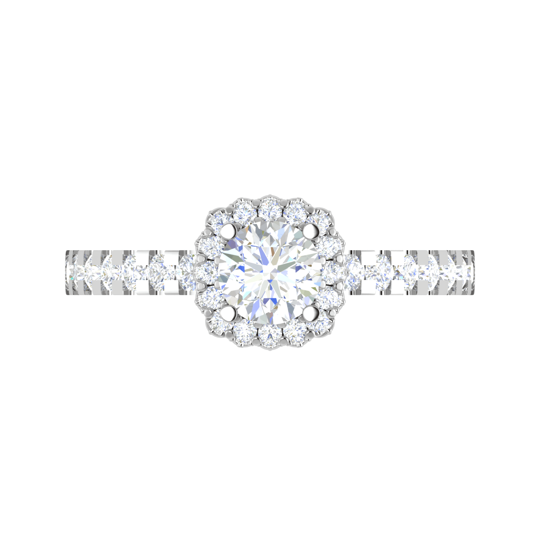 Jewelove™ Rings J VS / Women's Band only 0.50 cts Solitaire Single Halo Diamond Shank Platinum Ring JL PT RH RD 191