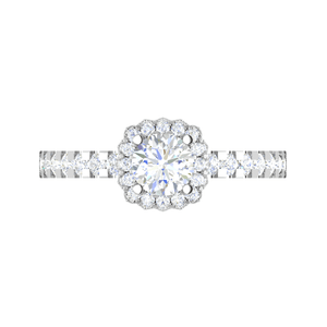 Jewelove™ Rings J VS / Women's Band only 0.50 cts Solitaire Single Halo Diamond Shank Platinum Ring JL PT RH RD 191