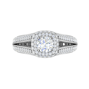 Jewelove™ Rings J VS / Women's Band only 0.50 cts Solitaire Square Double Halo Diamond Split Shank Platinum Ring JL PT RH RD 194