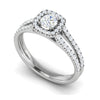 Jewelove™ Rings J VS / Women's Band only 0.50 cts Solitaire Square Halo Diamond Split Shank Platinum Ring JL PT RH RD 218