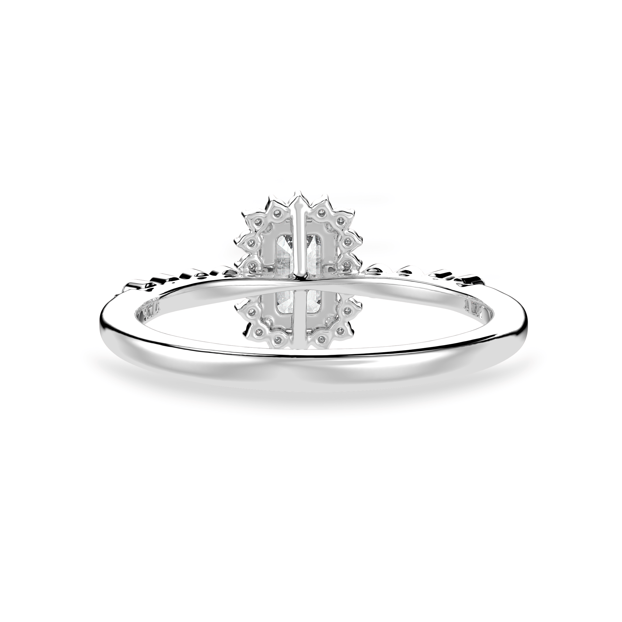 Jewelove™ Rings E VVS / Women's Band only 0.50cts Emerald Cut Solitaire Diamond Accents Shank Platinum Ring JL PT 1250-A