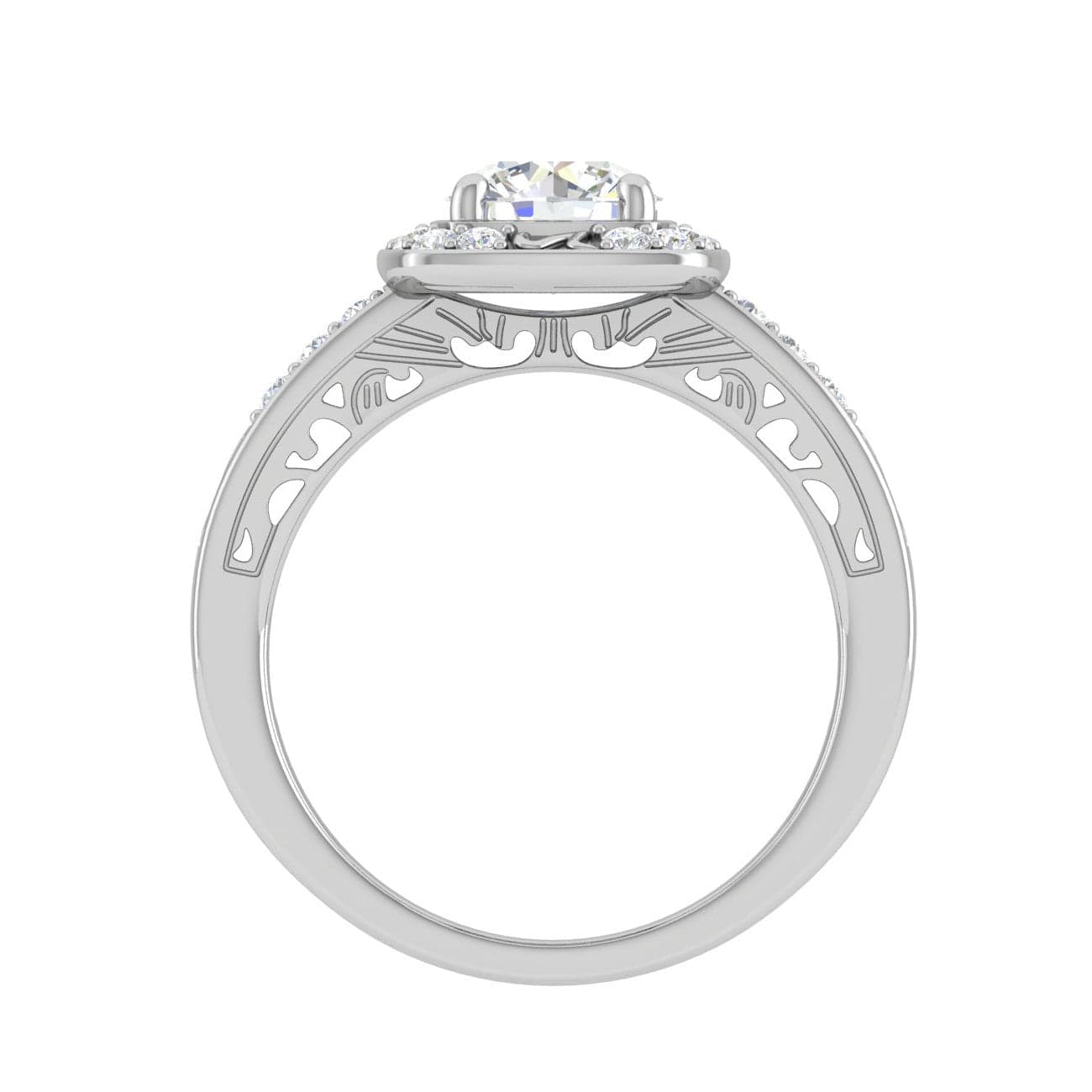 Jewelove™ Rings J VS / Women's Band only 0.50cts Halo Solitaire Halo Diamond Shank Platinum Ring JL PT WB5817E