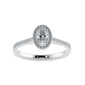 Jewelove™ Rings I VS / Women's Band only 0.50cts Oval Cut Solitaire Halo Diamond Shank Platinum Ring JL PT 1199-A