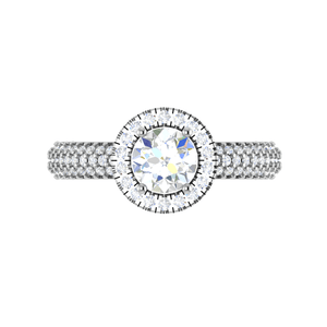 Jewelove™ Rings VS J / Women's Band only 0.50cts Solitaire Halo Diamond Split Shank Platinum Ring JL PT RP RD 135