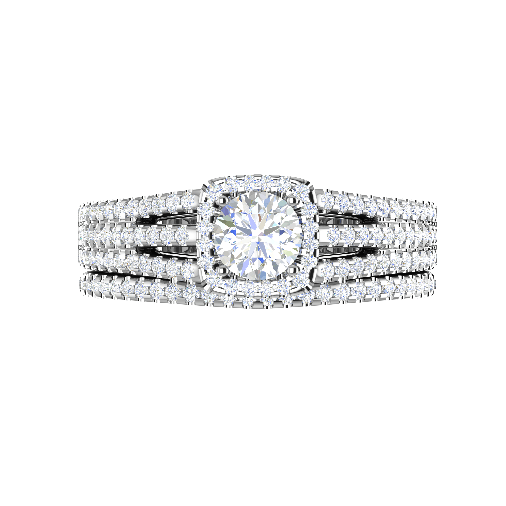 Jewelove™ Rings SI IJ / Women's Band only 0.50cts Solitaire Halo Diamond Split Shank Platinum Ring JL PT RV RD 161