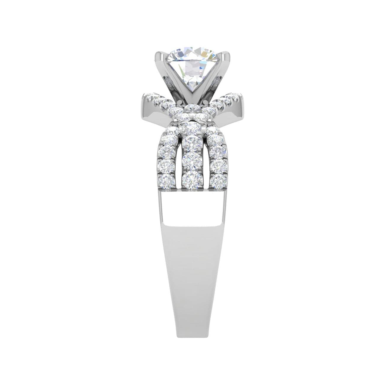 Jewelove™ Rings J VS / Women's Band only 0.50cts Solitaire Halo Diamond Split Shank Platinum Ring JL PT WB5917E