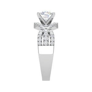 Jewelove™ Rings J VS / Women's Band only 0.50cts Solitaire Halo Diamond Split Shank Platinum Ring JL PT WB5917E