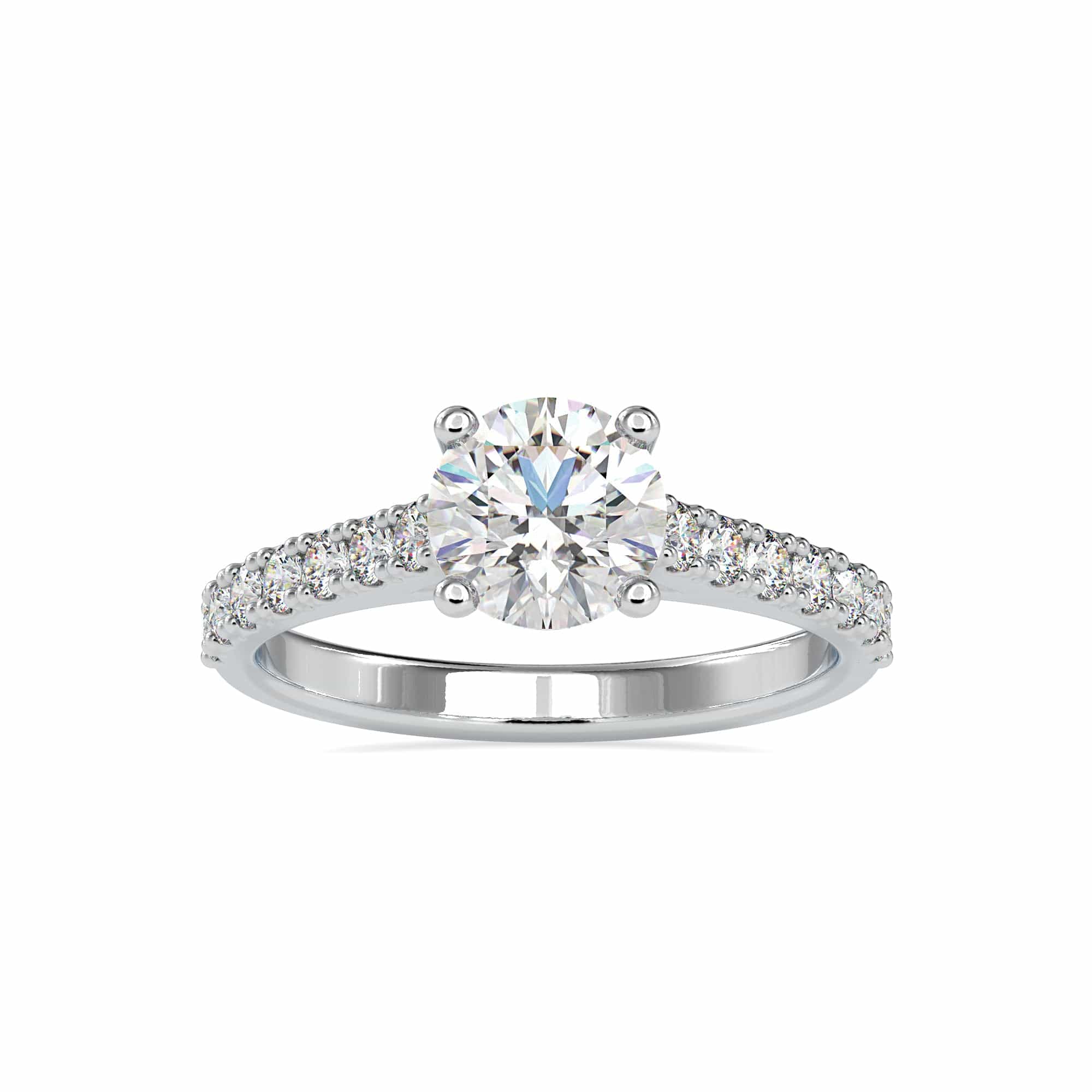 Jewelove™ Rings VS J / Women's Band only 0.50cts. Solitaire Platinum Diamond Shank Engagement Ring JL PT 0025