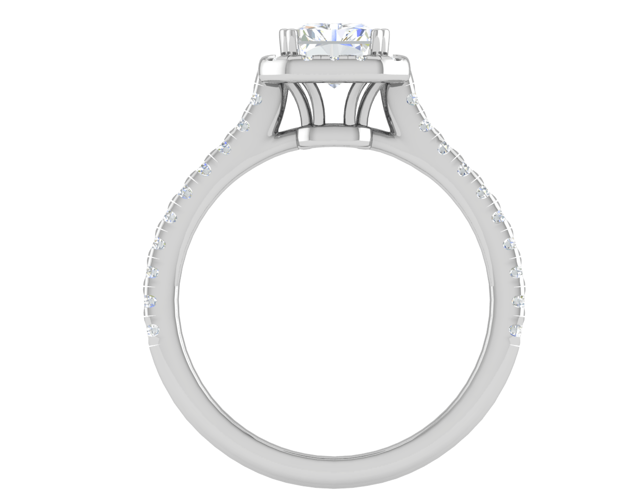 Jewelove™ Rings E VVS / Women's Band only 0.70 cts Emerald Cut Solitaire Halo Diamond Shank Platinum Ring JL PT RH RAD 136