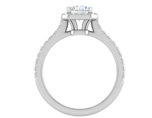 Jewelove™ Rings E VVS / Women's Band only 0.70 cts Emerald Cut Solitaire Halo Diamond Shank Platinum Ring JL PT RH RAD 136