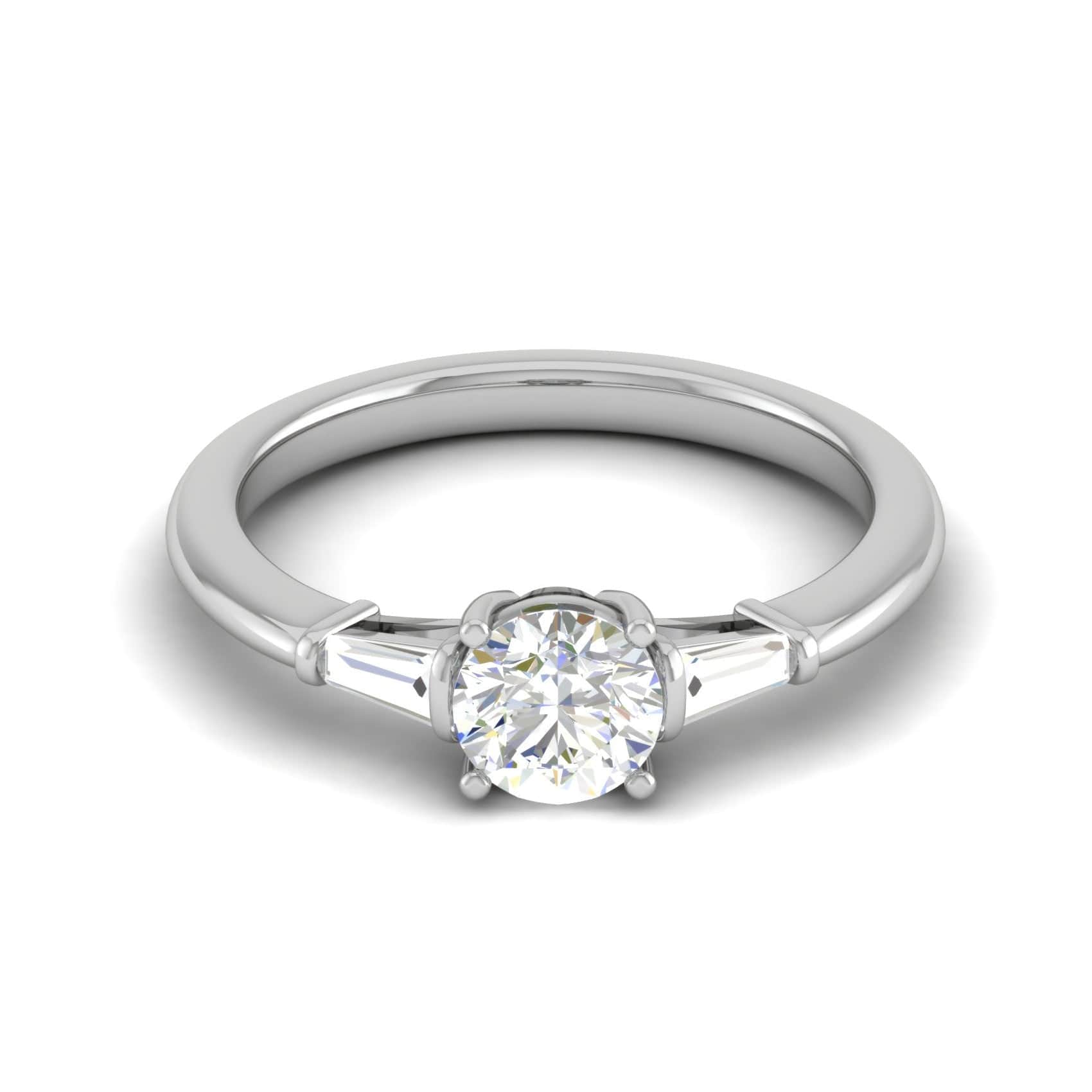 Jewelove™ Rings J VS / Women's Band only 0.70 cts. Platinum Solitaire Diamond Ring with Baguette Accents JL PT R3 RD 117