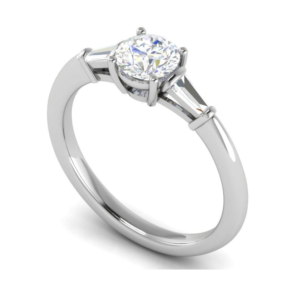 Jewelove™ Rings J VS / Women's Band only 0.70 cts. Platinum Solitaire Diamond Ring with Baguette Accents JL PT R3 RD 117