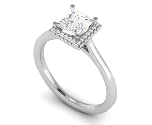 Jewelove™ Rings I VS / Women's Band only 0.70 cts Princess Cut Solitaire Square Halo Diamond Platinum Ring JL PT RH PR 115